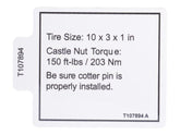 T107894 Decal, Label, Tire Spec | Genie